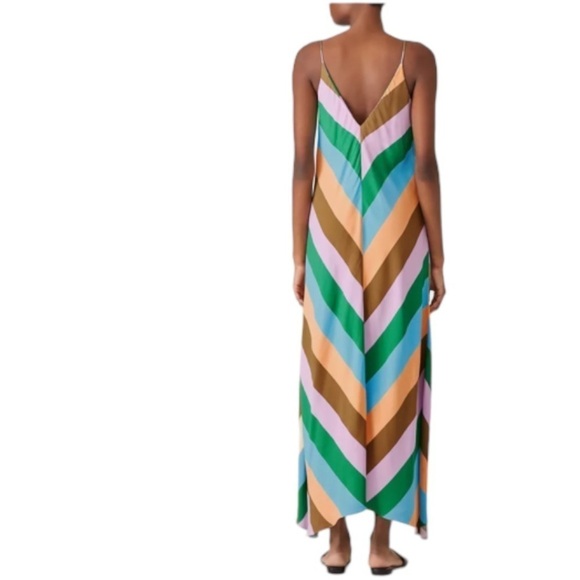 Tibi Julian Chevron Multi Stripe Maxi Slip Dress - Picture 2 of 15